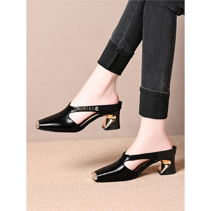 Damen Sling Pumps Hochhackig Glänzend Schwarz - BerlinGlamour