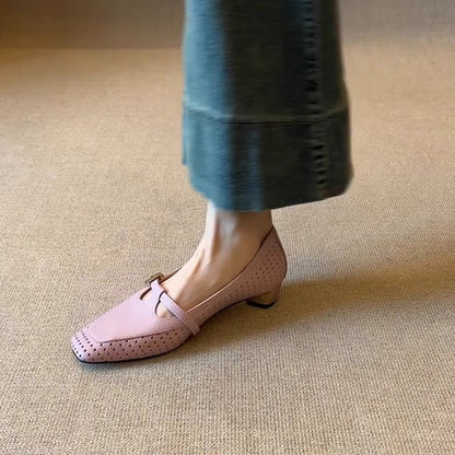 Damen Ballerinas Elegant Lochmuster Schnalle