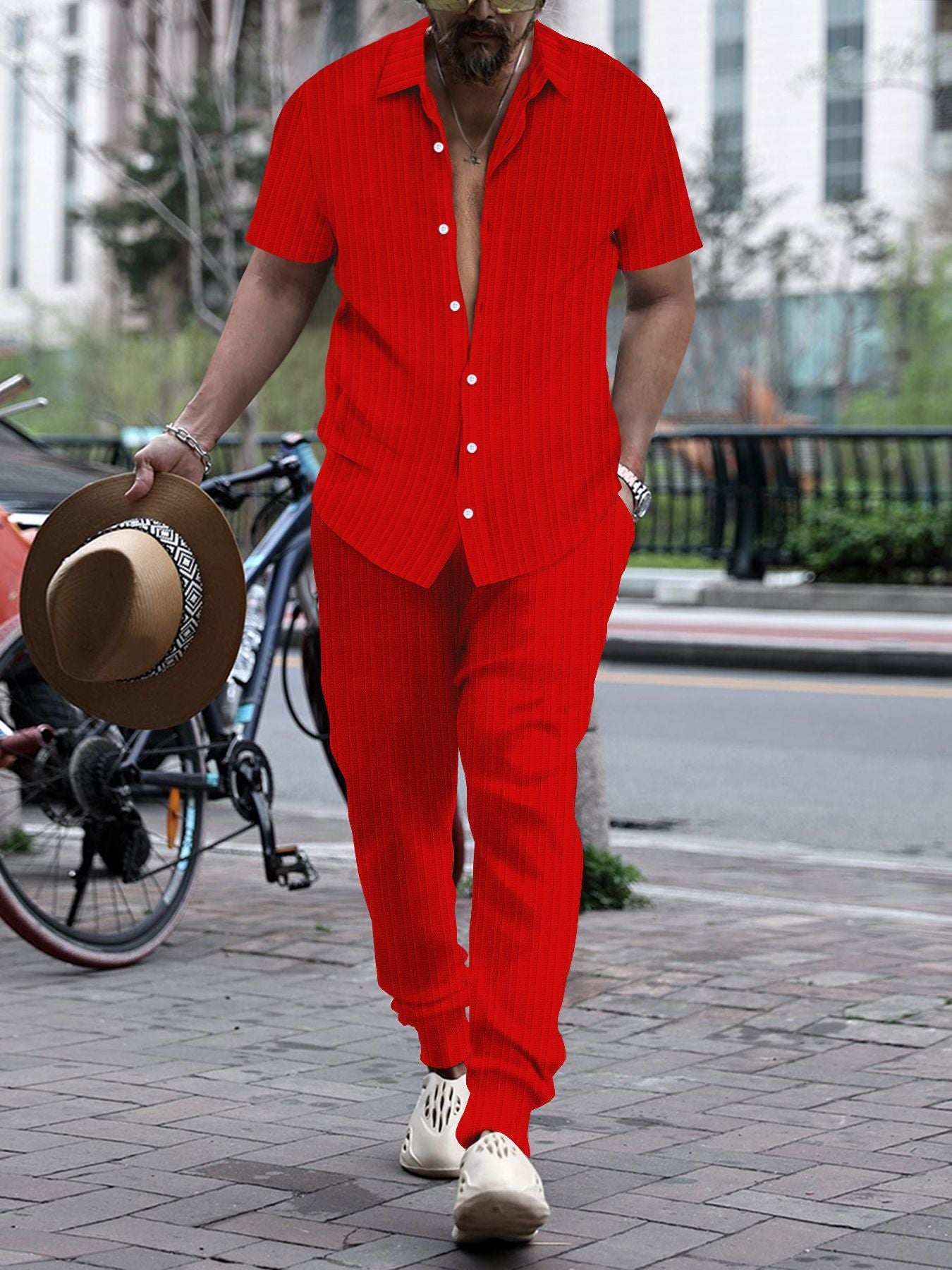 Herren Anzug Moderner Schnitt Streifenmuster Elegant