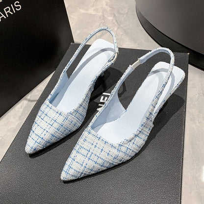 Damen Slingback Pumps Hochhackig Stoffmix Elegant