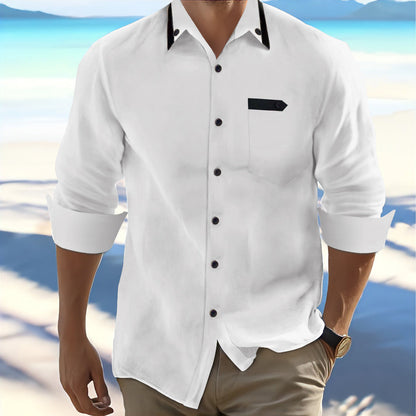 Herren Langarmhemd Elegantes Kontrastdesign ModernSlimFit