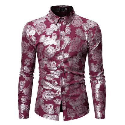 Herren Hemd Elegant Floralmuster Stilvolle Bluse