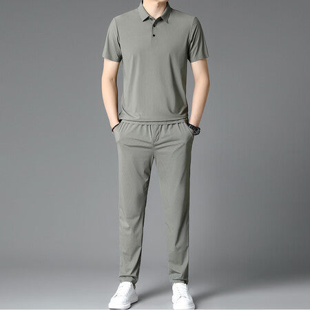 Herren Sportensemble Atmungsaktiv Poloshirt Jogginghose Set - BerlinGlamour