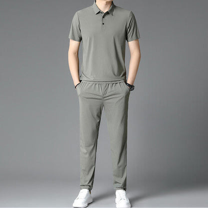 Herren Sportensemble Atmungsaktiv Poloshirt Jogginghose Set - BerlinGlamour