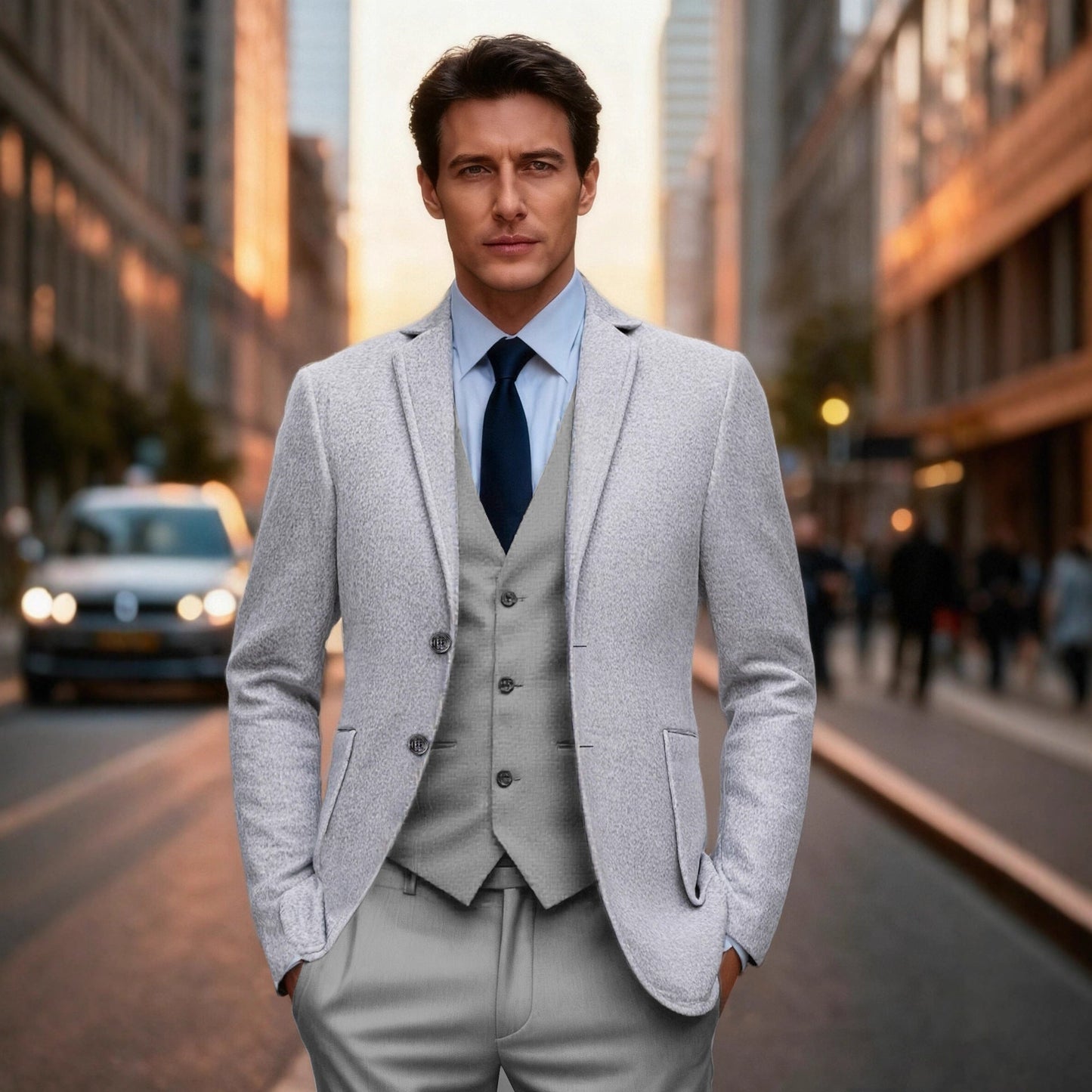 Herren Blazer Einreihig Klassisch Slim Fit