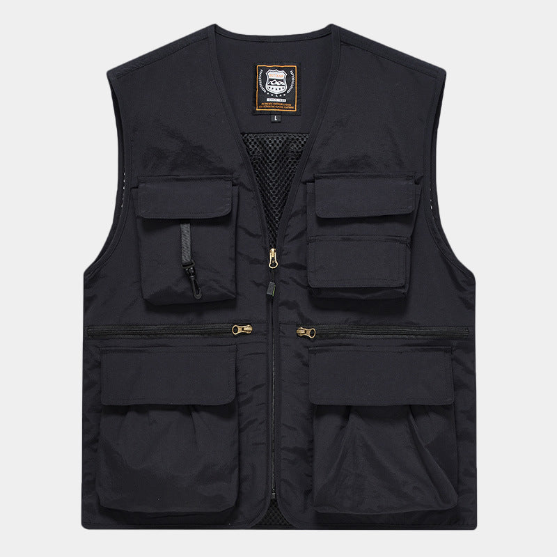 Herren Anglerweste Multifunktionsweste atmungsaktiv mit vielen Taschen