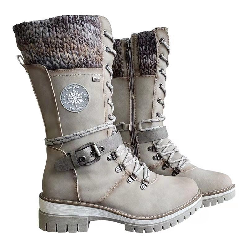 Damen Winterstiefel Warm gefüttert Schnürstiefel Trend