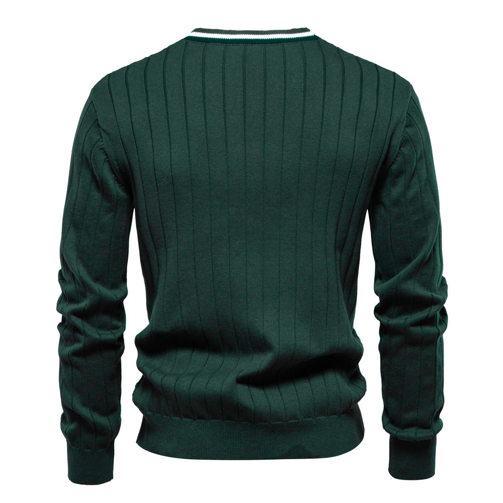Herren Strickjacke V-Ausschnitt Rippstruktur Elegante Mode