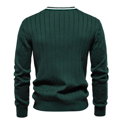 Herren Strickjacke V-Ausschnitt Rippstruktur Elegante Mode
