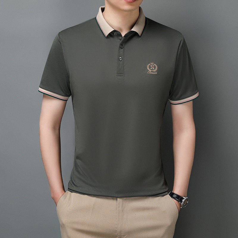Herren Poloshirt Atmungsaktiv Kontrastkragen Elegant