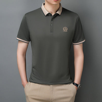Herren Poloshirt Atmungsaktiv Kontrastkragen Elegant