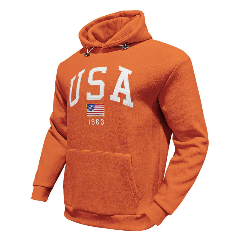 Herren Kapuzenpullover USA Print Kapuze Tasche