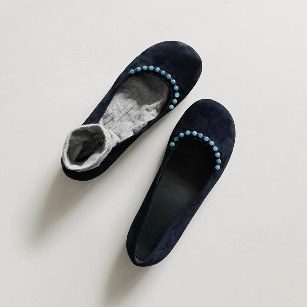 Damen Ballerinas mit Pom-Pom Detail Moderne Frauen Schuhe
