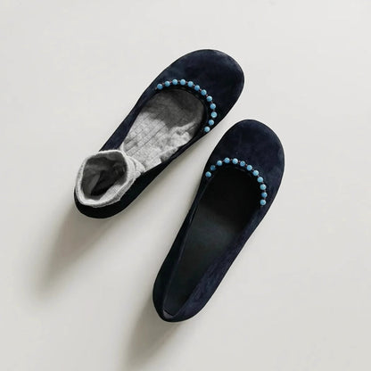 Damen Ballerinas mit Pom-Pom Detail Moderne Frauen Schuhe