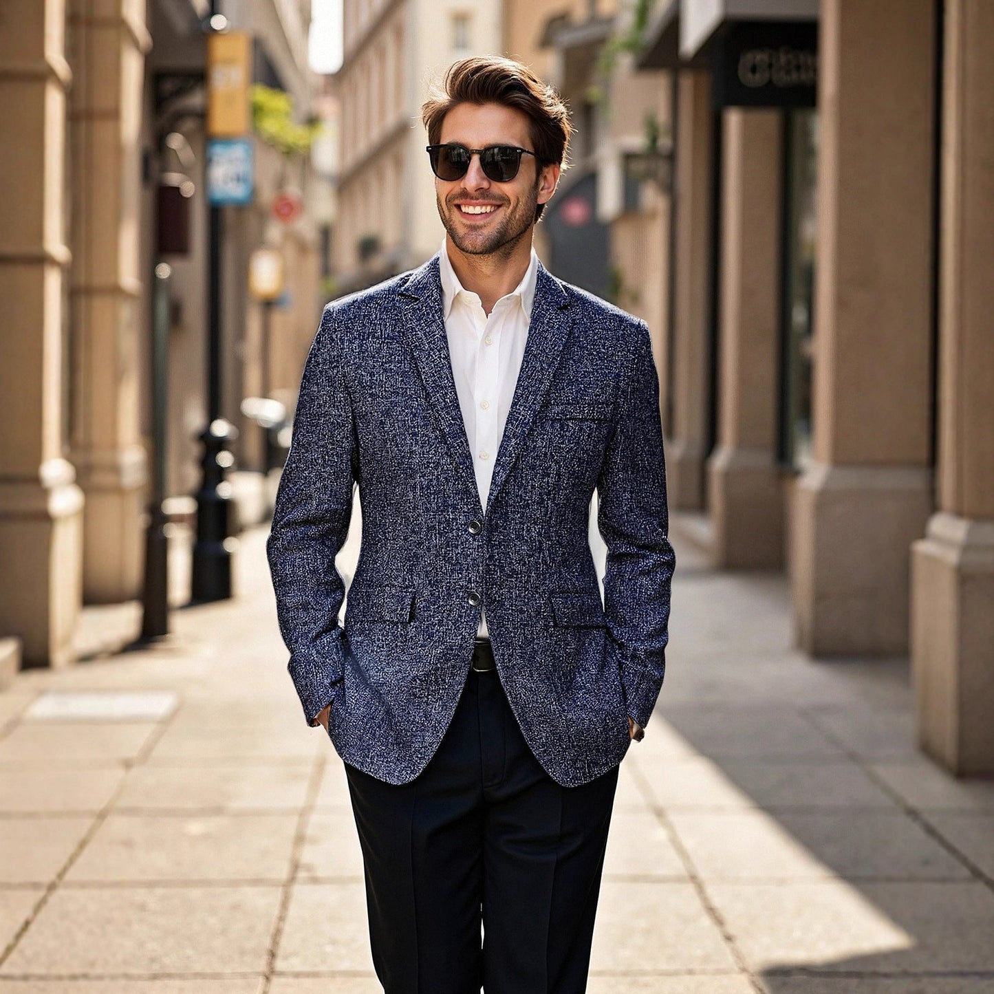 Herren Blazer Modisch Strukturiert Slim Fit - BerlinGlamour
