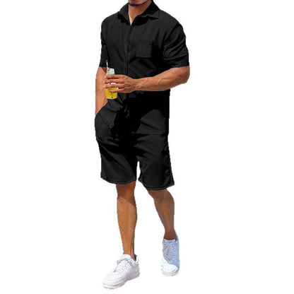 Herren Kurzoverall Lässig mit Taschen Sommer