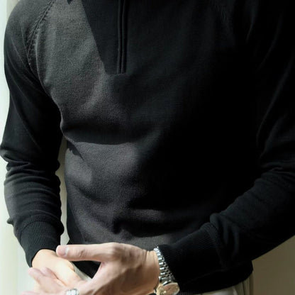 Herren Pullover Strick Kurzarm mit Stehkragen Sportlich