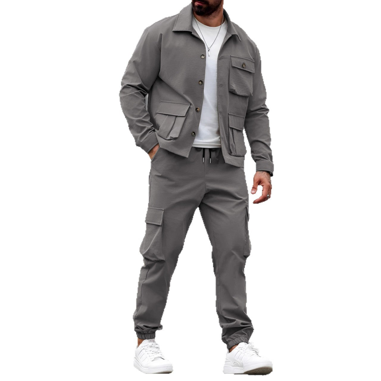 Herren Cargo-Jacke Urban Style Elastisch Mit Vielen Taschen