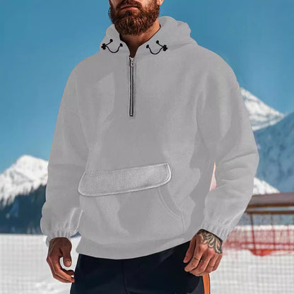 Herren Fleece Pullover Kapuzen Sweatshirt Mit Reißverschluss