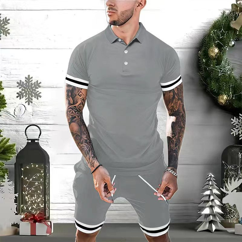 Herren Sportset Poloshirt und Shorts Sportlich Sommer
