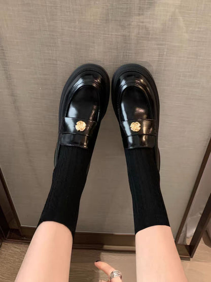 Damen Loafers Elegante Schuhe mit Gold-Details