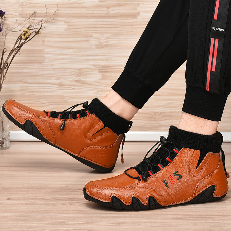 Damen Sneaker Hoch Sportschuhe Leder Schnürsenkel Elastisch