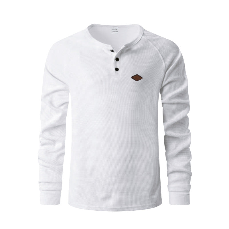 Herren Langarm-Shirt mit Knöpfen und Textil-Muster Modern