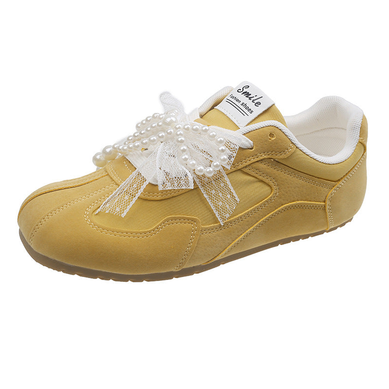 Damen Sneaker Sportlich Elegant Schleifen Detail