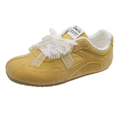 Damen Sneaker Sportlich Elegant Schleifen Detail