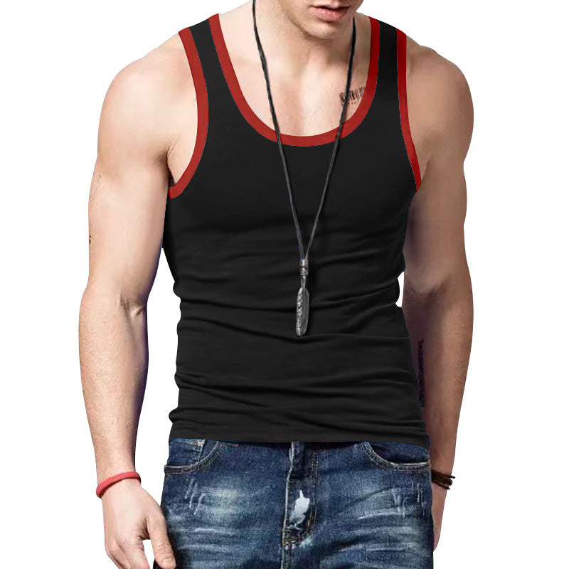 Herren Tanktop Sportlich Kontraststreifen Fitness
