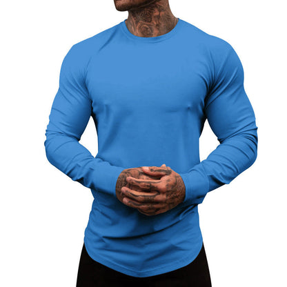 Herren Langarmshirt Weich Elastisch Baumwolle Rundhals