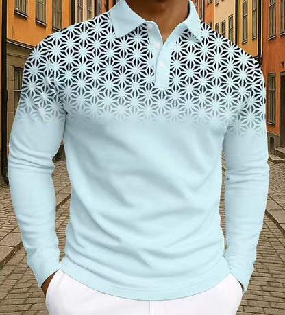 Herren Polohemd Langarm Modern Geometrische Muster