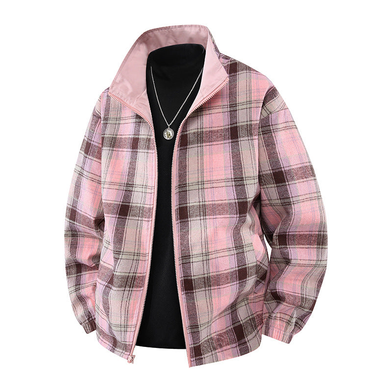 Herren Bomberjacke Leicht Kariert Modern