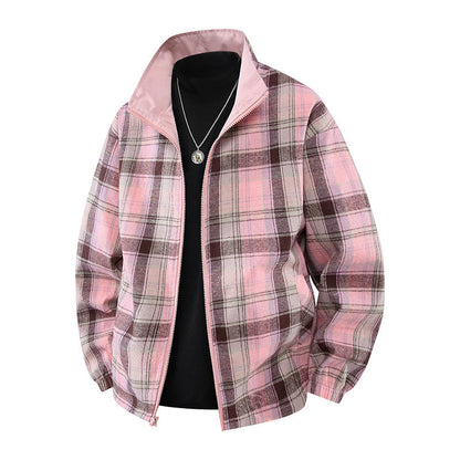 Herren Bomberjacke Leicht Kariert Modern