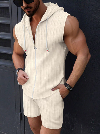 Herren Sportset Ärmelloser Hoodie und Shorts