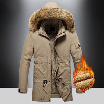 Herren Winterparka Warm Isoliert mit Abnehmbarem Fellkragen