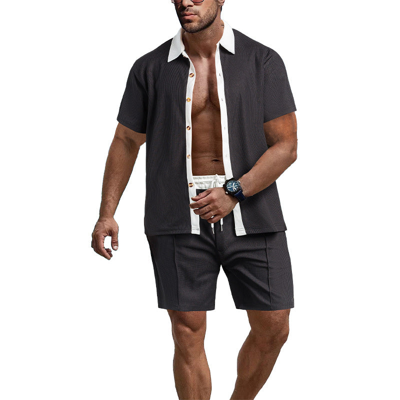 Herren Sommer Set Leichtes Kurzarm Hemd Shorts