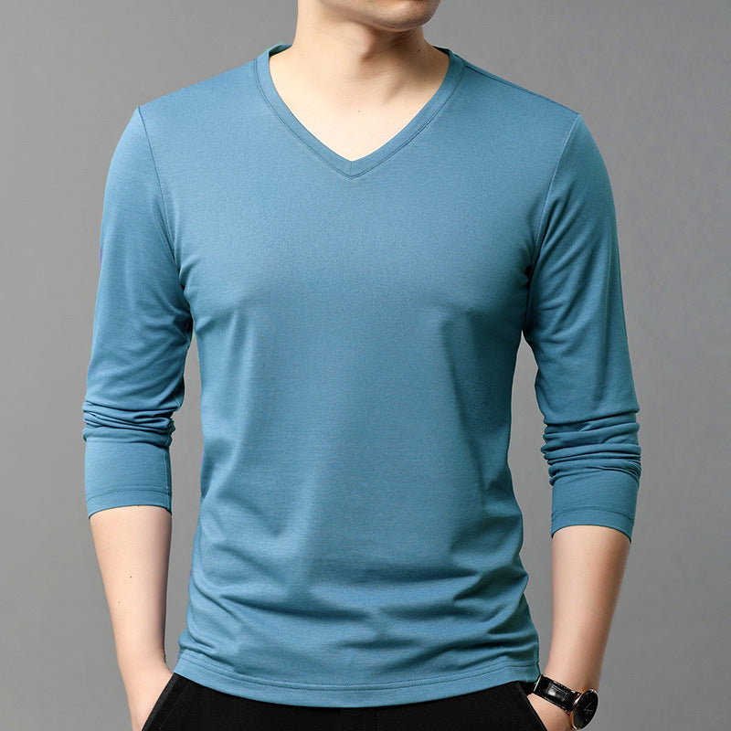 Herren Langarmshirt V-Ausschnitt Atmungsaktiv Baumwolle - BerlinGlamour