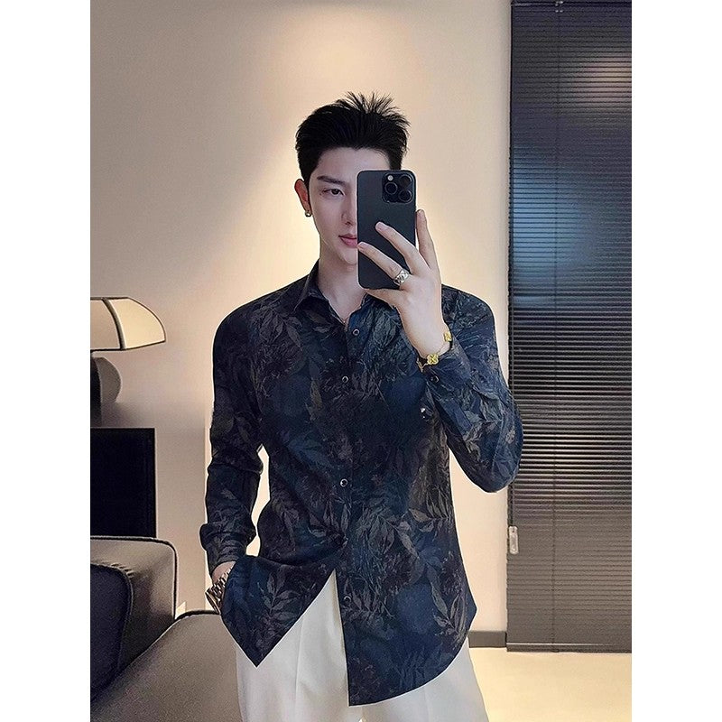 Herren Langarmhemd Modern mit Auffälligem Druck Berlin Style