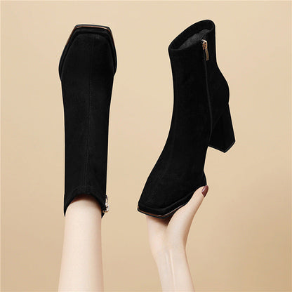 Damen Stiefeletten Blockabsatz Reißverschluss Schuhe Damen Mode - BerlinGlamour
