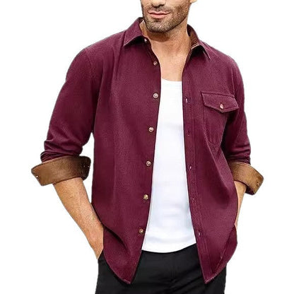 Herren Flanellhemd Warm Bequem Grau