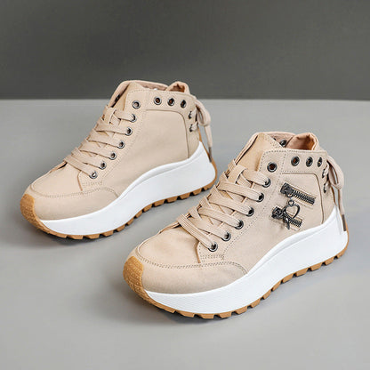 Damen Sneaker High-Top Sportschuhe Mit Reißverschluss