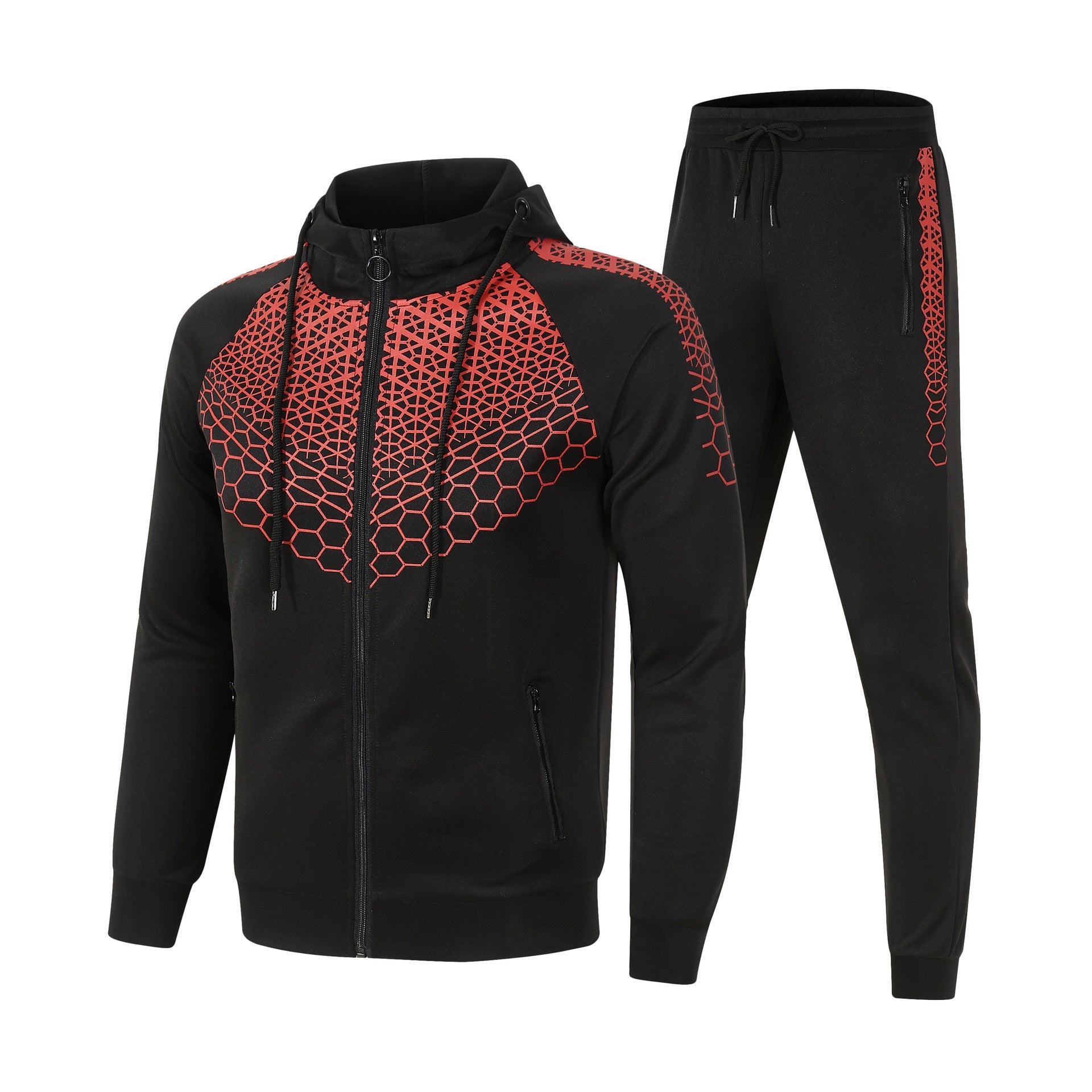 Herren Sportanzug Set Funktionelles Trainingsoutfit Wabenmuster - BerlinGlamour