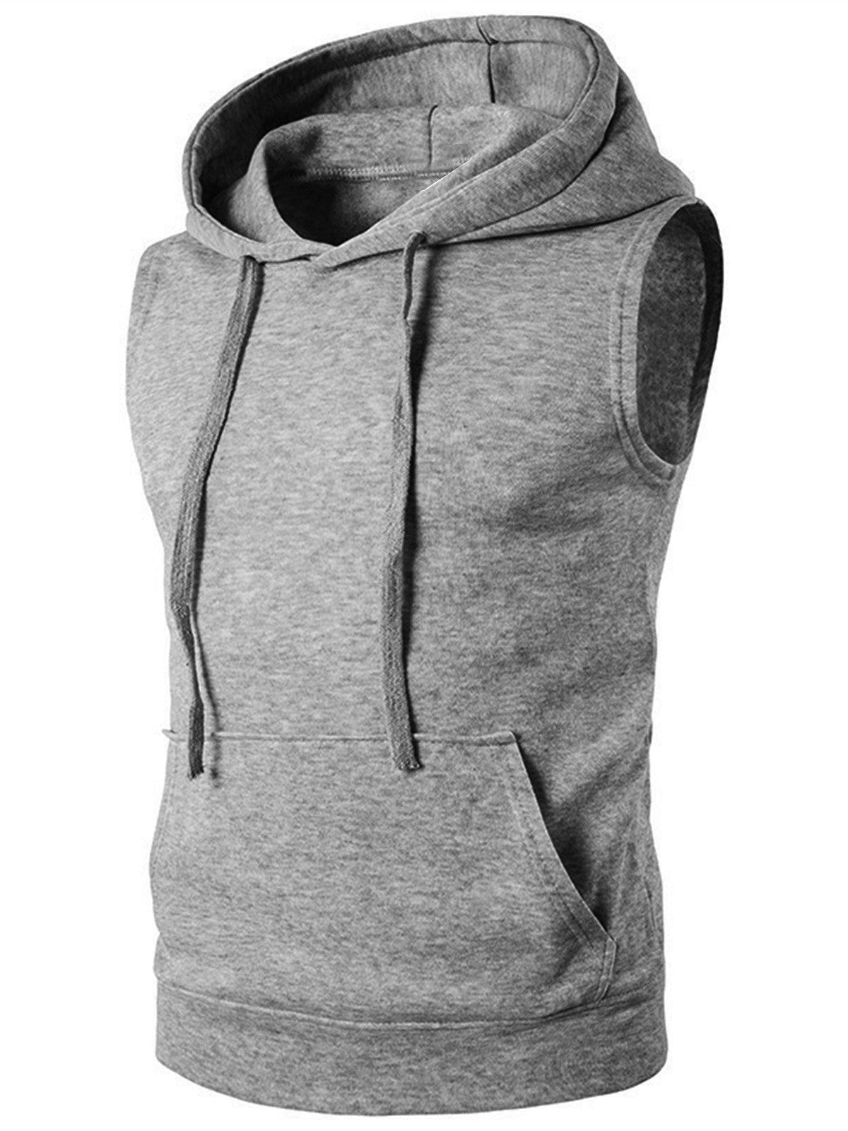 Herren Kapuzenshirt Ärmellos atmungsaktiv mit Kängurutasche