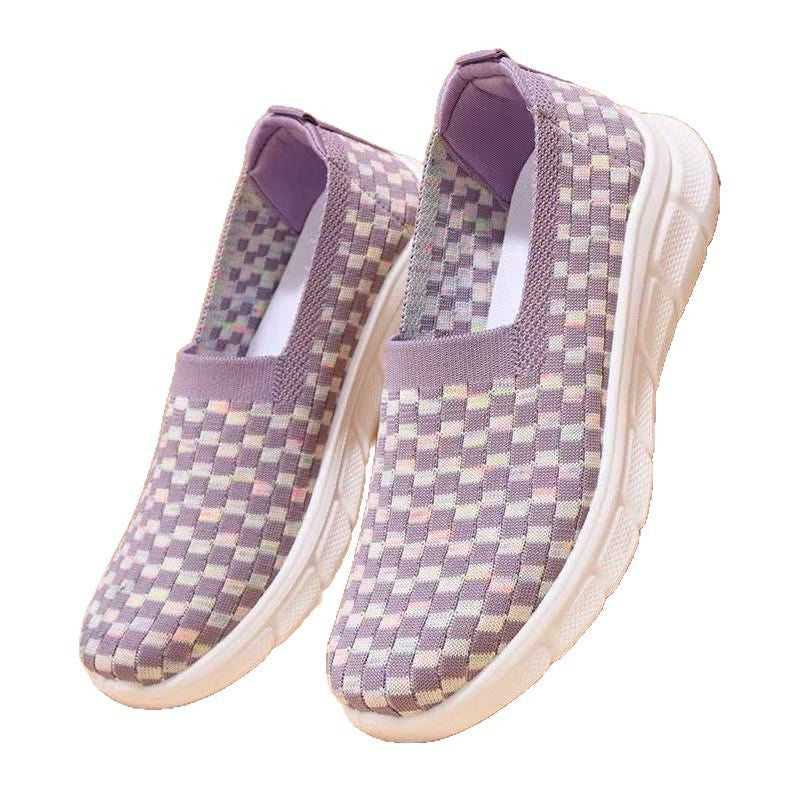 Damen Sneaker Bequem Elastisch Slip-On Sportschuhe