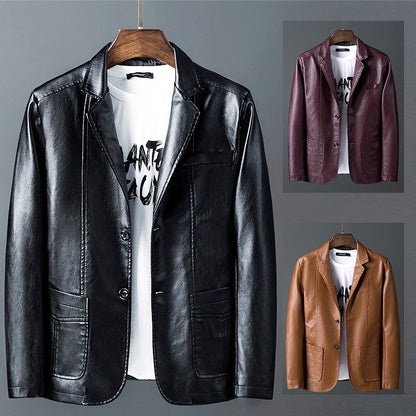 Herren Lederjacke Modern Schnitt Stylisch Schwarz