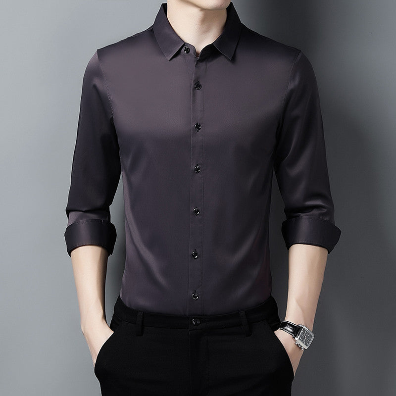 Herren Hemd Langarm aus Seide Satin Elegant - BerlinGlamour