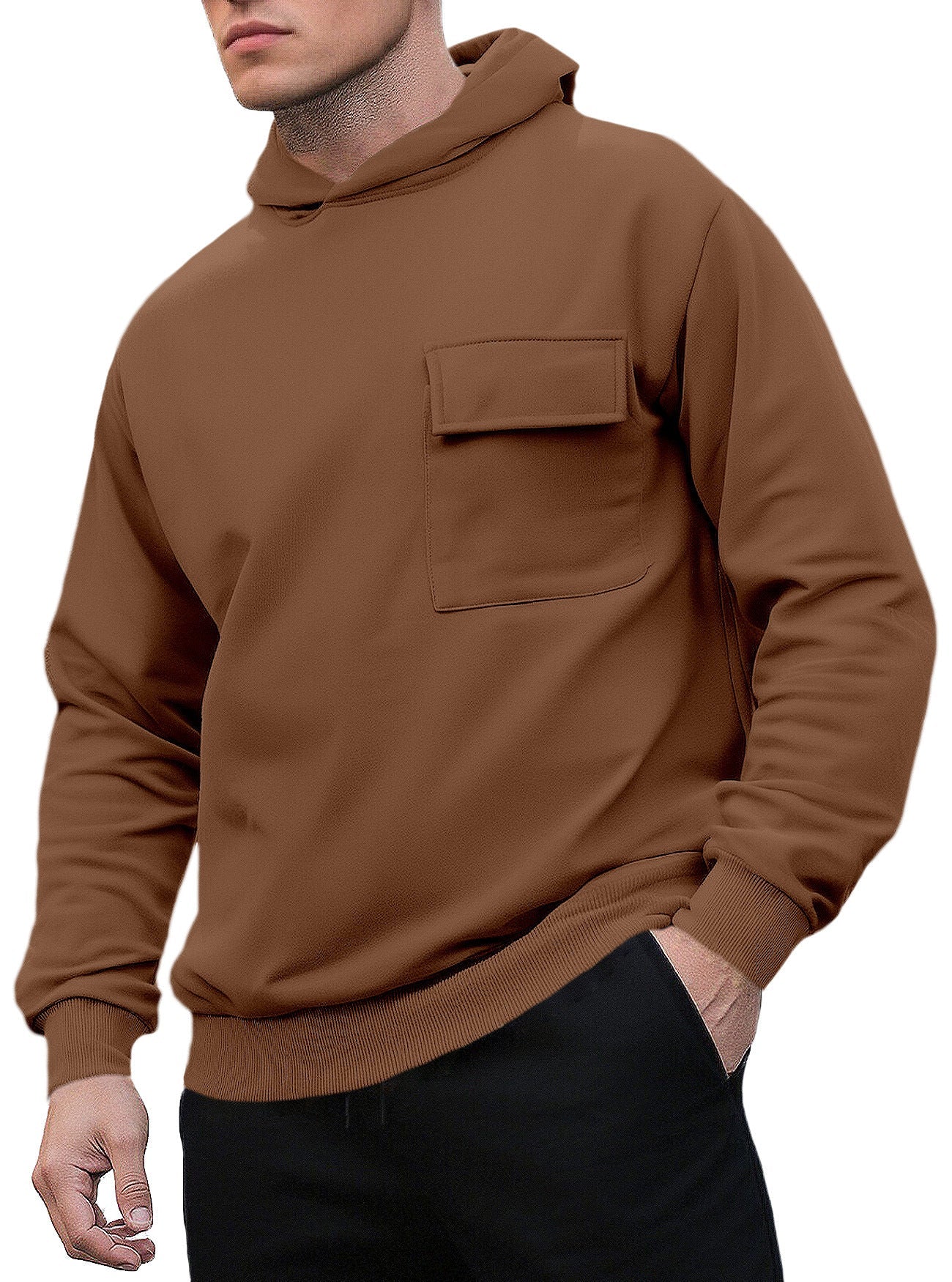 Herren Kapuzenpullover Bequem mit Brusttasche Modern