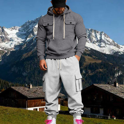 Herren Kapuzenpullover Set mit Cargo-Hose Streetwear Style