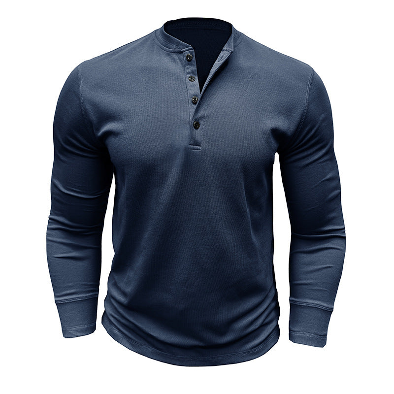 Herren Langarmshirt Weich Modern Knopfleiste